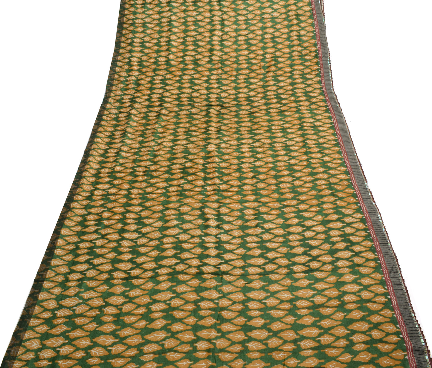 Sushila Vintage Dark Green Saree 100% Pure Woolen Floral Woven Soft Sari Fabric