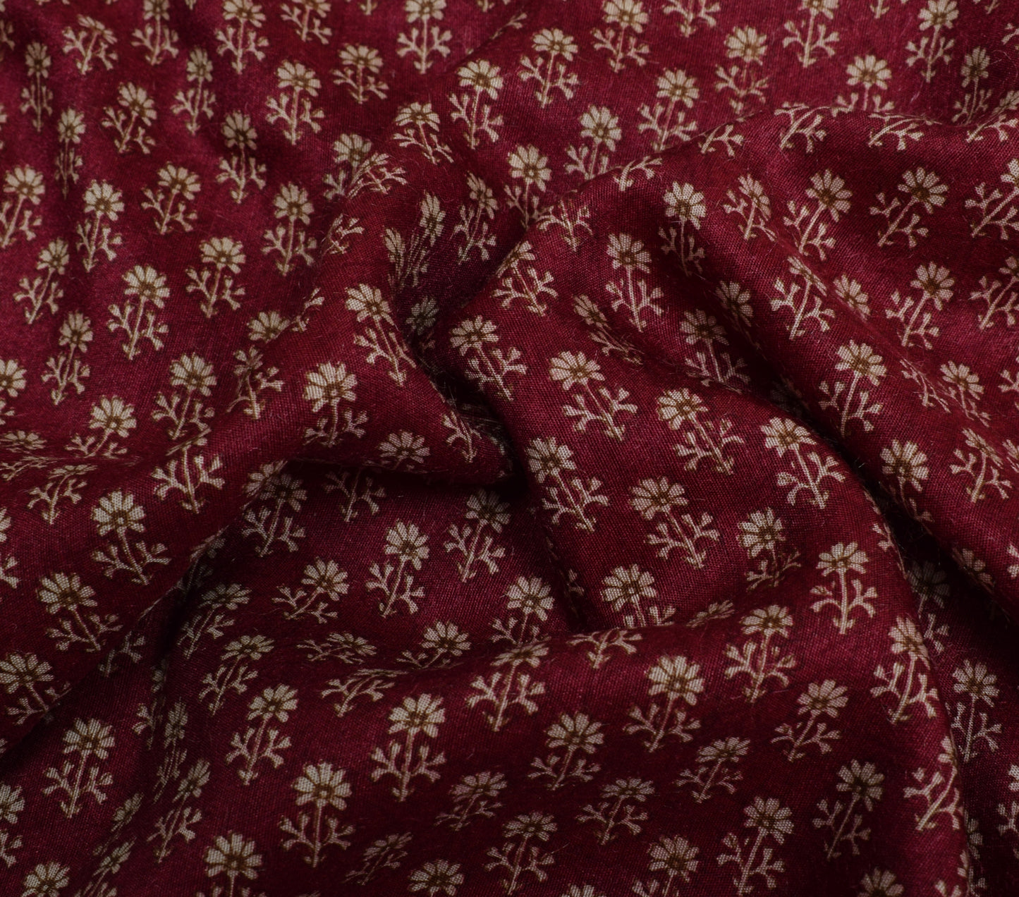 Sushila Vintage Maroon Saree 100% Pure Silk Printed & Woven Floral Sari Fabric