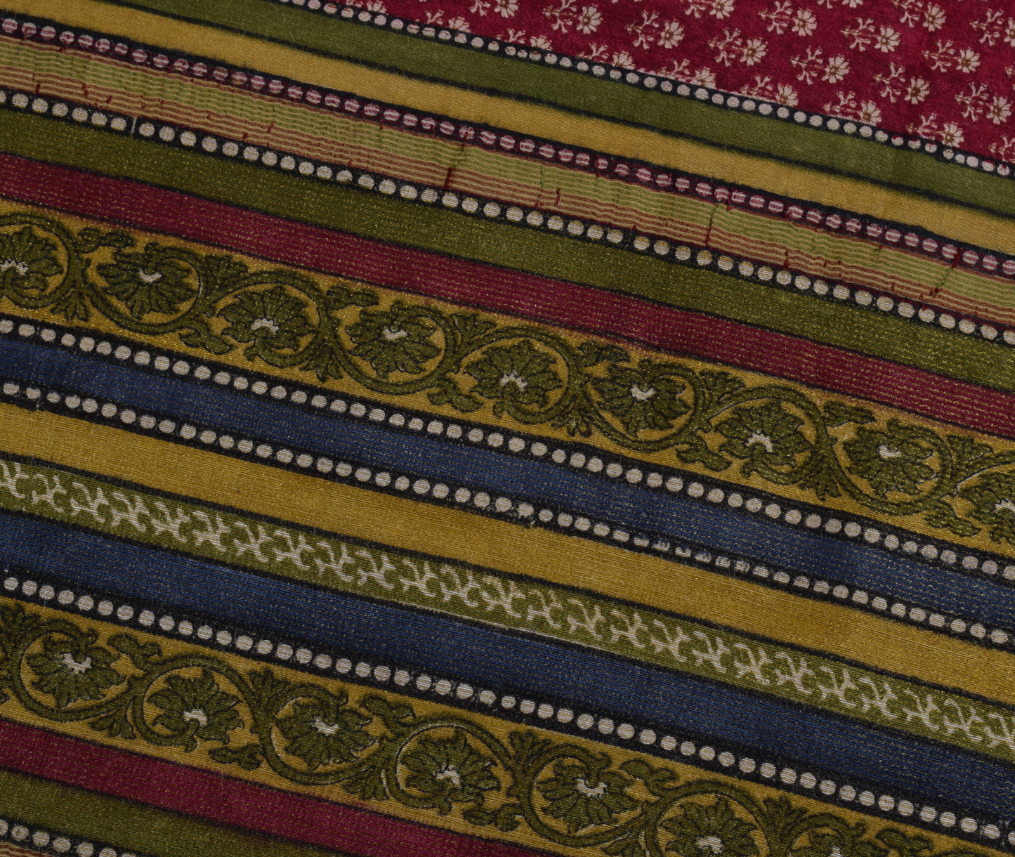 Sushila Vintage Maroon Saree 100% Pure Silk Printed & Woven Floral Sari Fabric