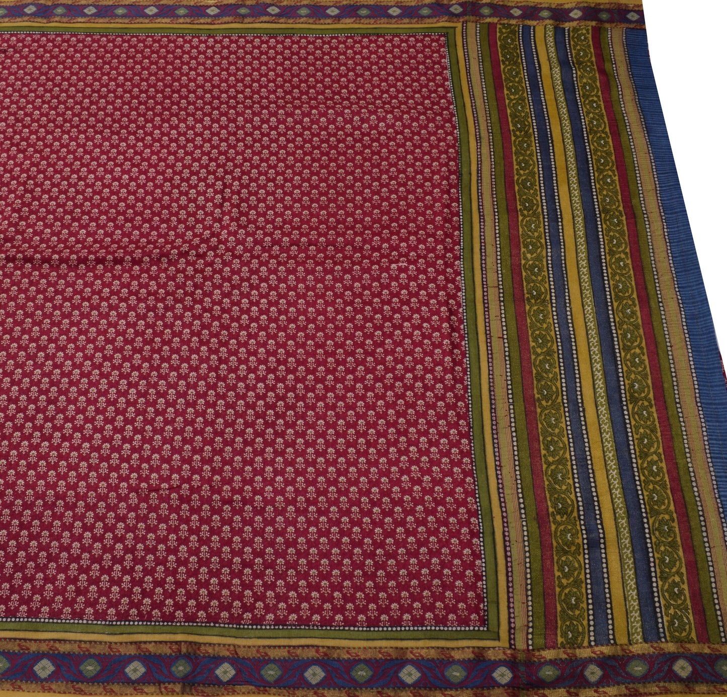 Sushila Vintage Maroon Saree 100% Pure Silk Printed & Woven Floral Sari Fabric