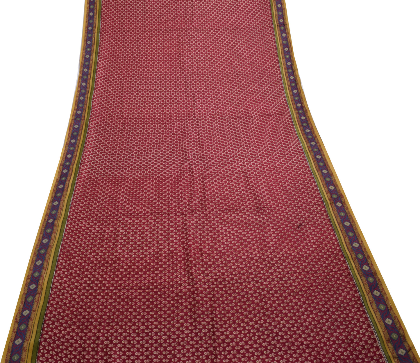 Sushila Vintage Maroon Saree 100% Pure Silk Printed & Woven Floral Sari Fabric