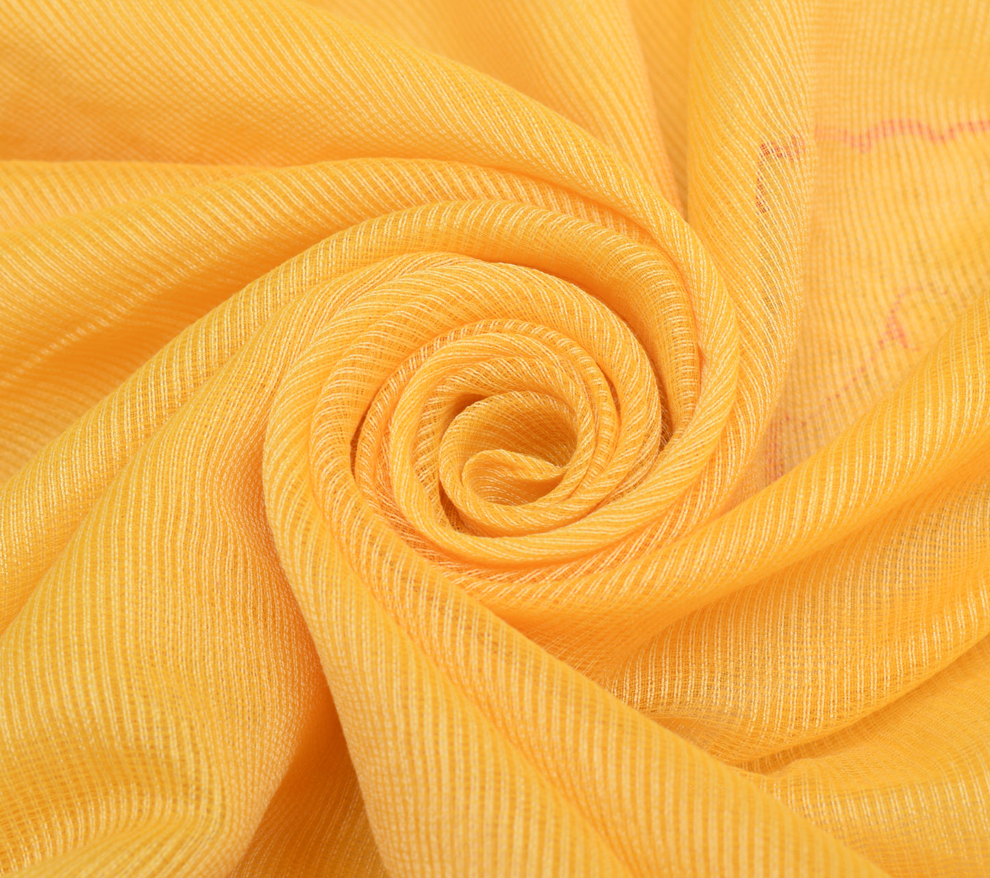 Sushila Vintage Yellow Saree Art Silk Supernet Floral Applique Work Sari Fabric