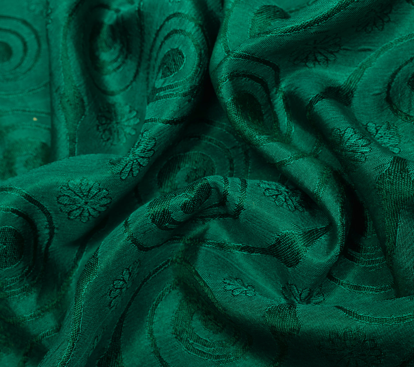 Sushila Vintage Teal Green Indian Saree 100% Pure Silk All Over Over Sari Fabric