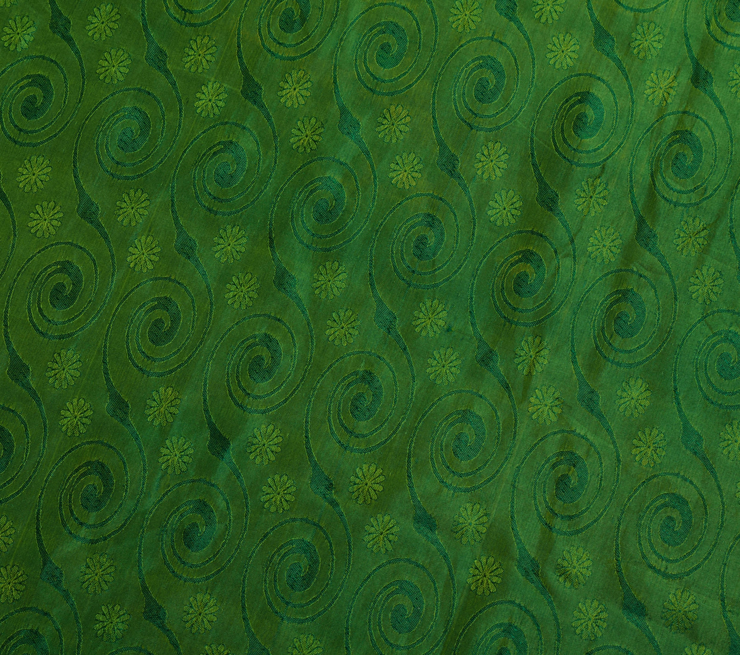 Sushila Vintage Teal Green Indian Saree 100% Pure Silk All Over Over Sari Fabric
