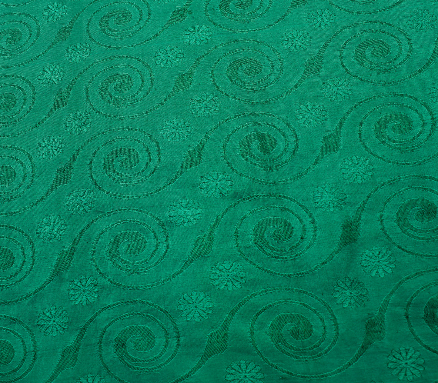 Sushila Vintage Teal Green Indian Saree 100% Pure Silk All Over Over Sari Fabric
