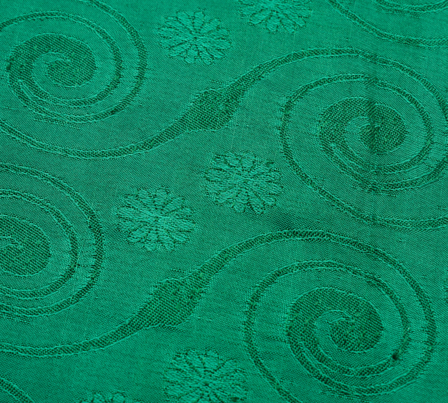 Sushila Vintage Teal Green Indian Saree 100% Pure Silk All Over Over Sari Fabric