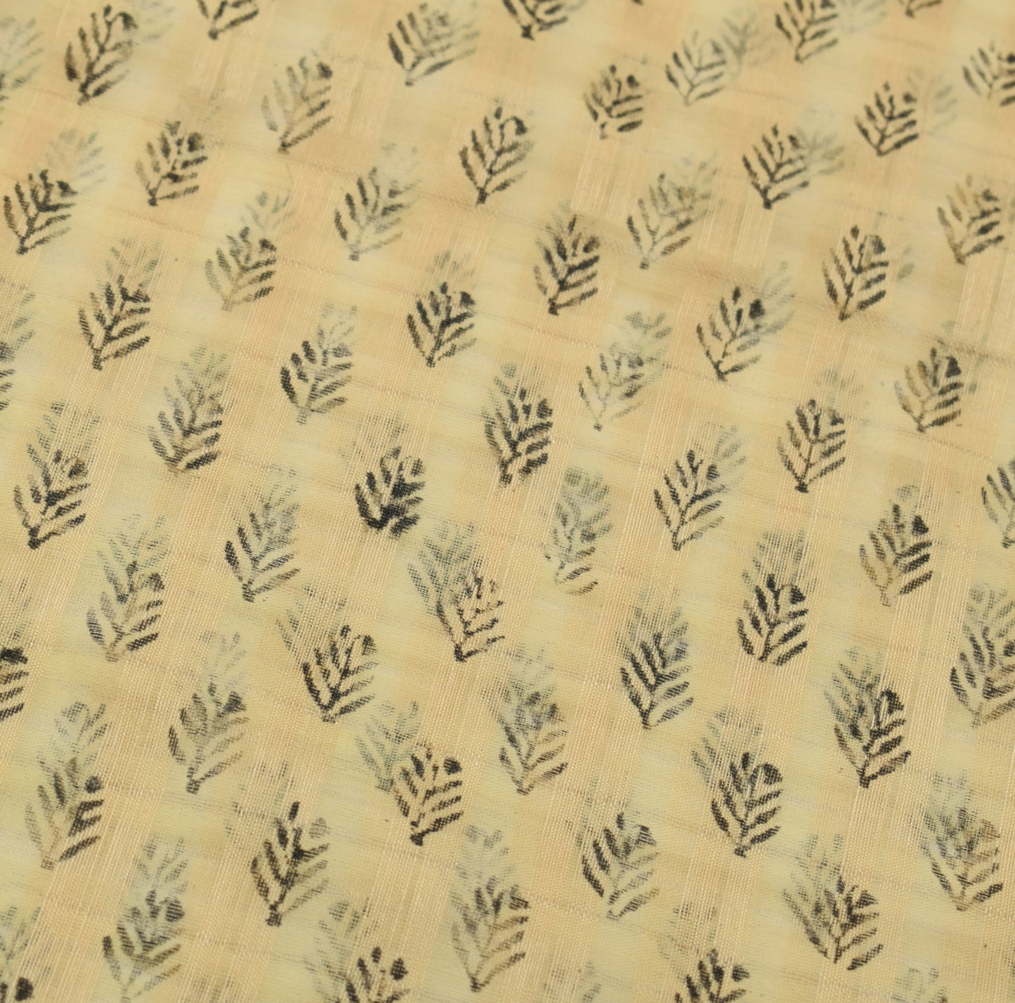 Sushila Vintage Cream Saree Art Silk Hand Block Printed Floral Sari Craft Fabric