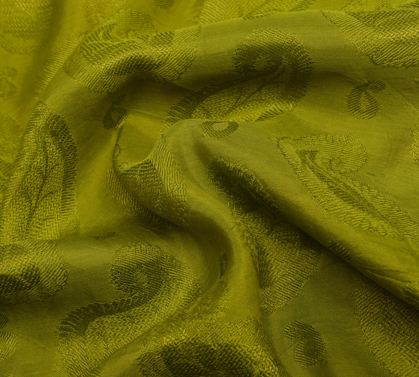 Sushila Vintage Green Saree 100% Pure Silk All Over Woven Paisley Sari Fabric