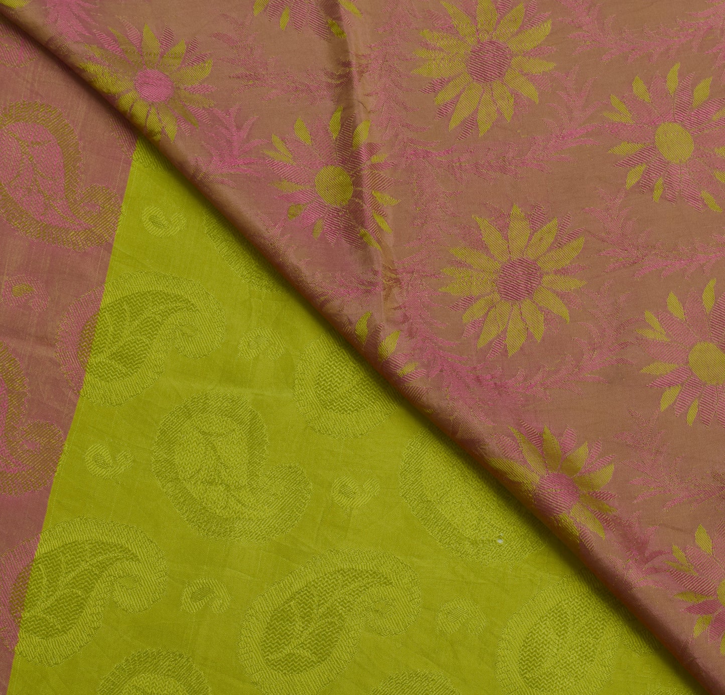 Sushila Vintage Green Saree 100% Pure Silk All Over Woven Paisley Sari Fabric