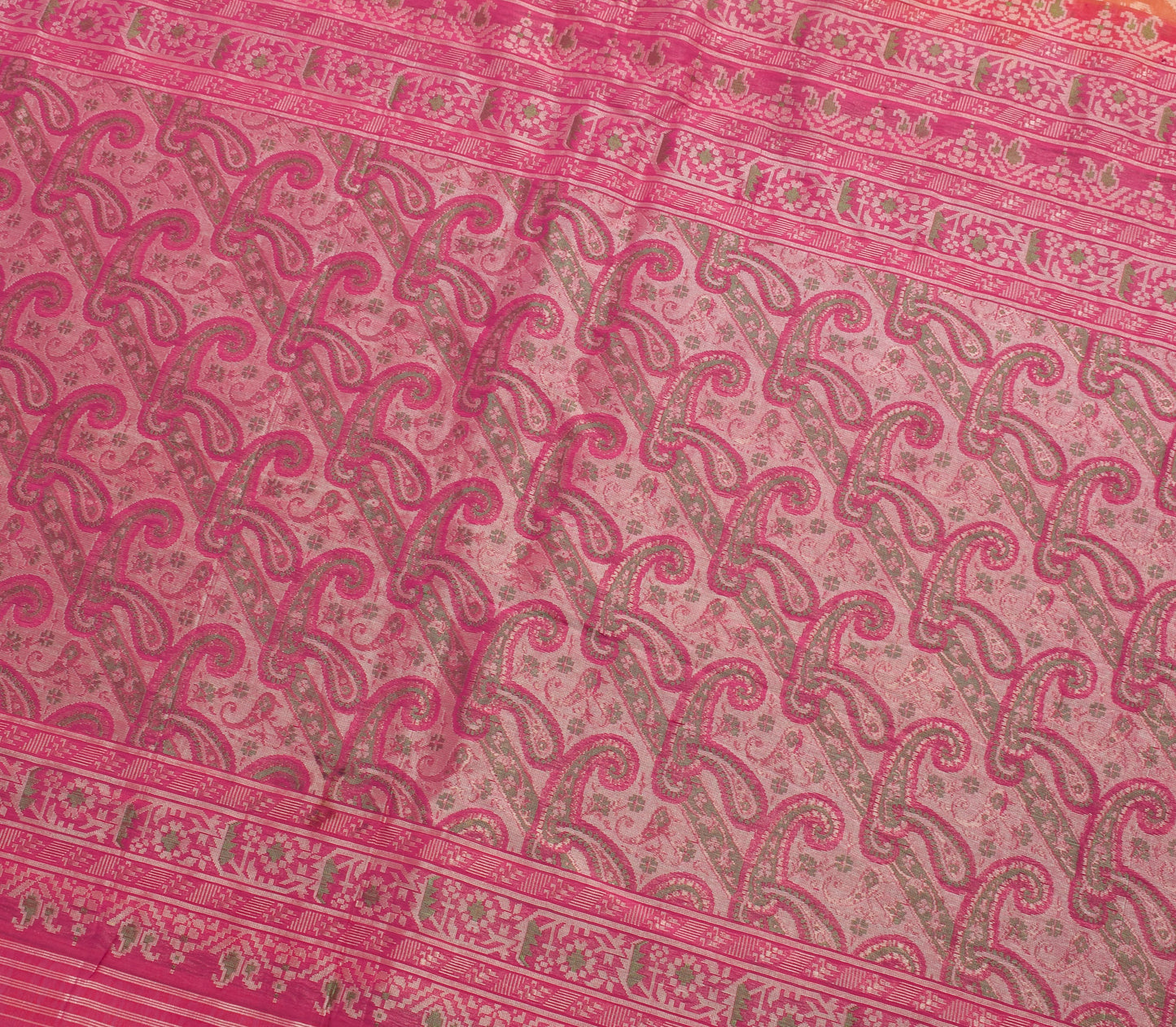 Sushila Vintage Mustard Saree 100% Pure Silk All Over Woven Floral Sari Fabric