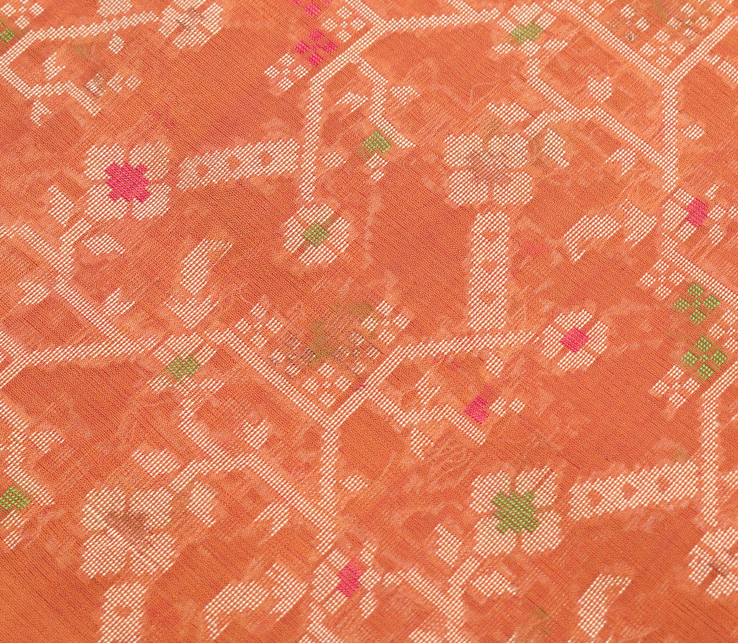 Sushila Vintage Mustard Saree 100% Pure Silk All Over Woven Floral Sari Fabric