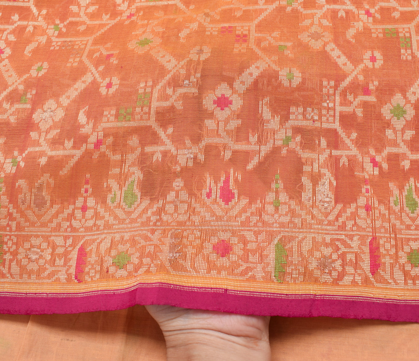 Sushila Vintage Mustard Saree 100% Pure Silk All Over Woven Floral Sari Fabric