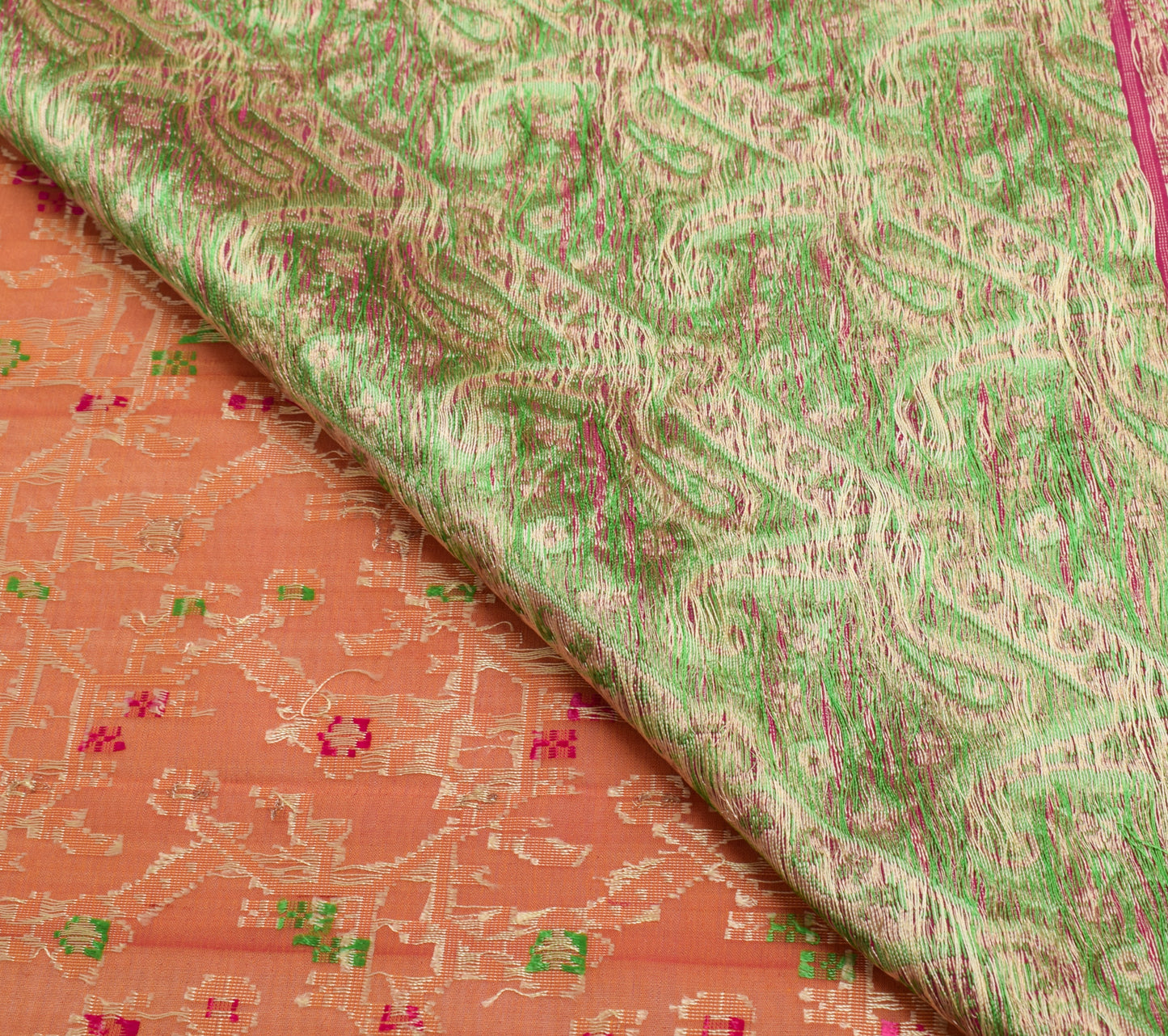 Sushila Vintage Mustard Saree 100% Pure Silk All Over Woven Floral Sari Fabric