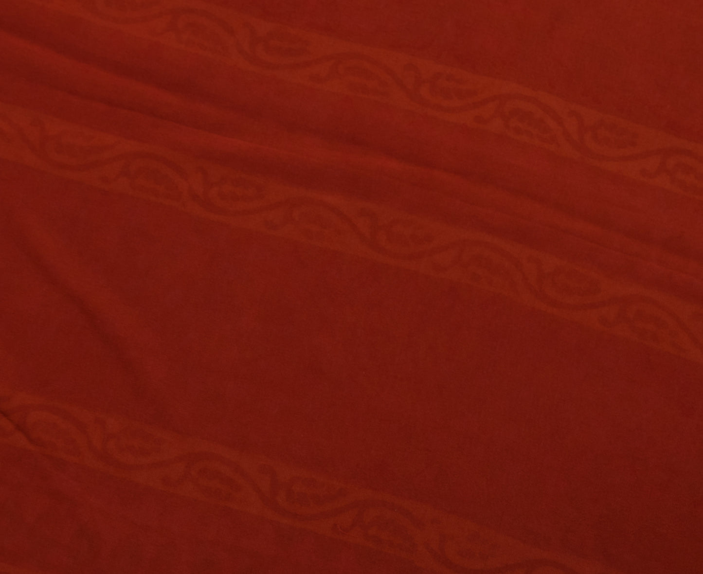 Sushila Vintage Rust Saree 100% Pure Georgette Silk Woven Paisley Sari Fabric