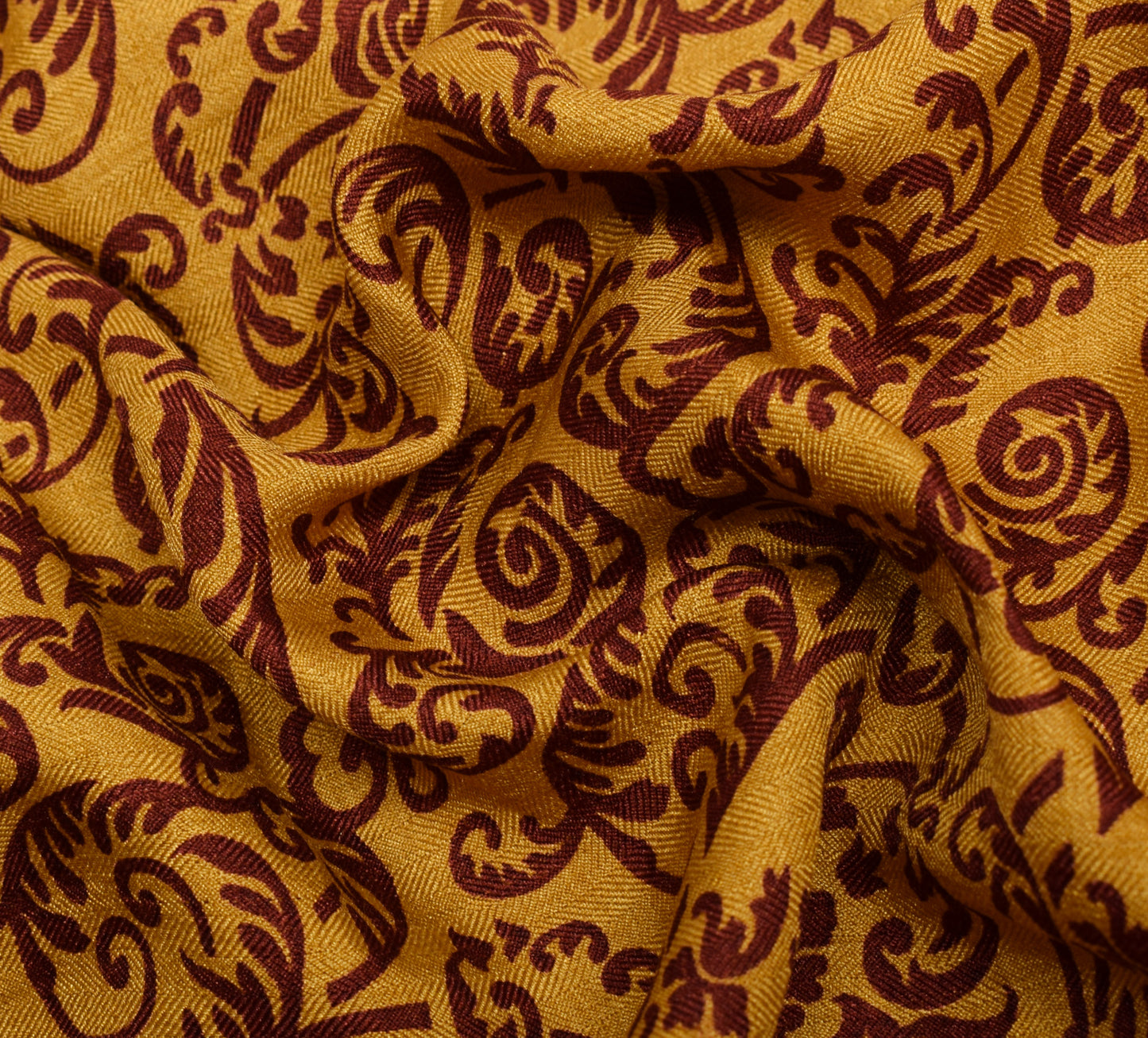 Sushila Vintage Mustard Saree Blend Woolen Floral Printed Soft Sari Craft Fabric