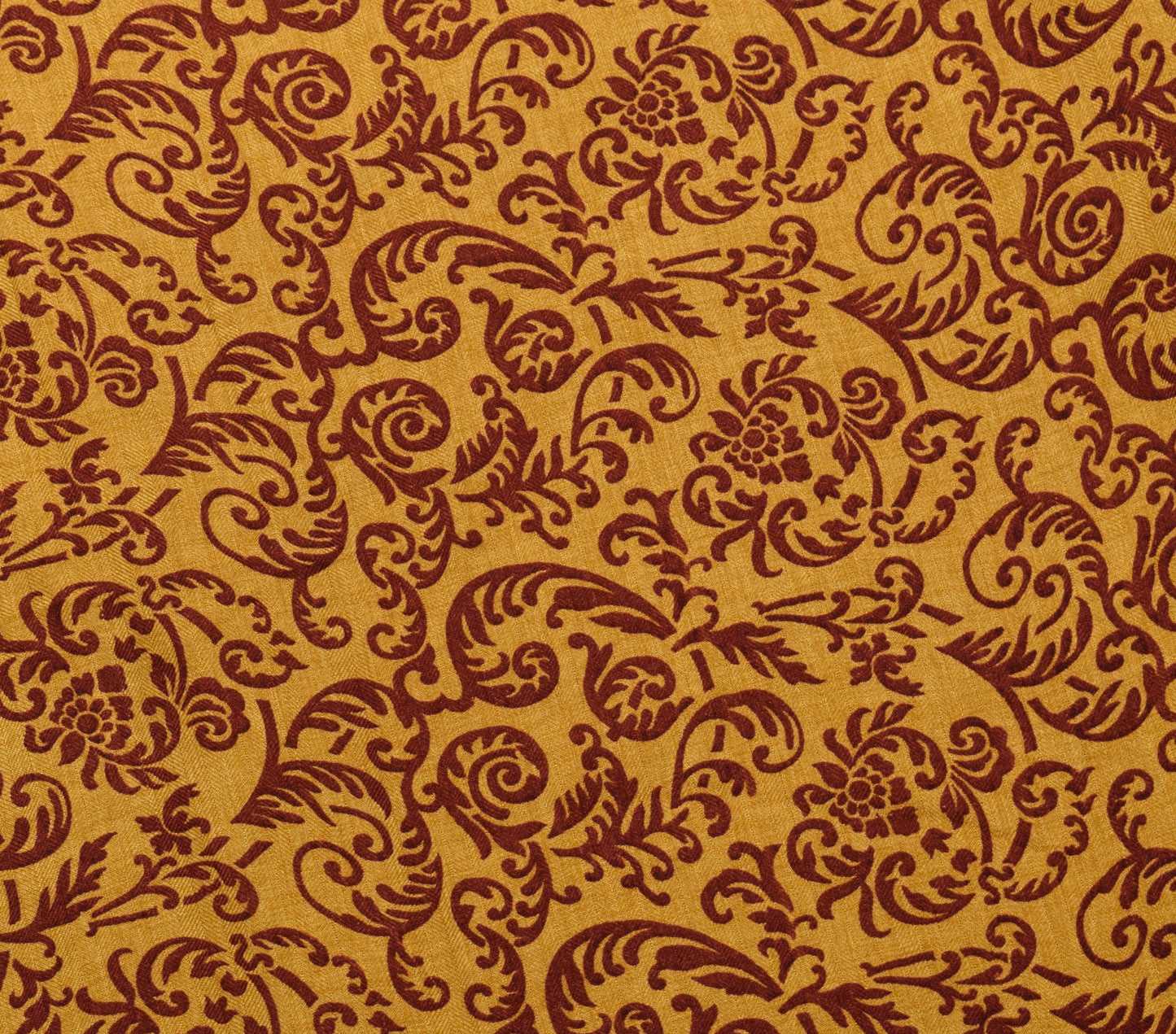 Sushila Vintage Mustard Saree Blend Woolen Floral Printed Soft Sari Craft Fabric