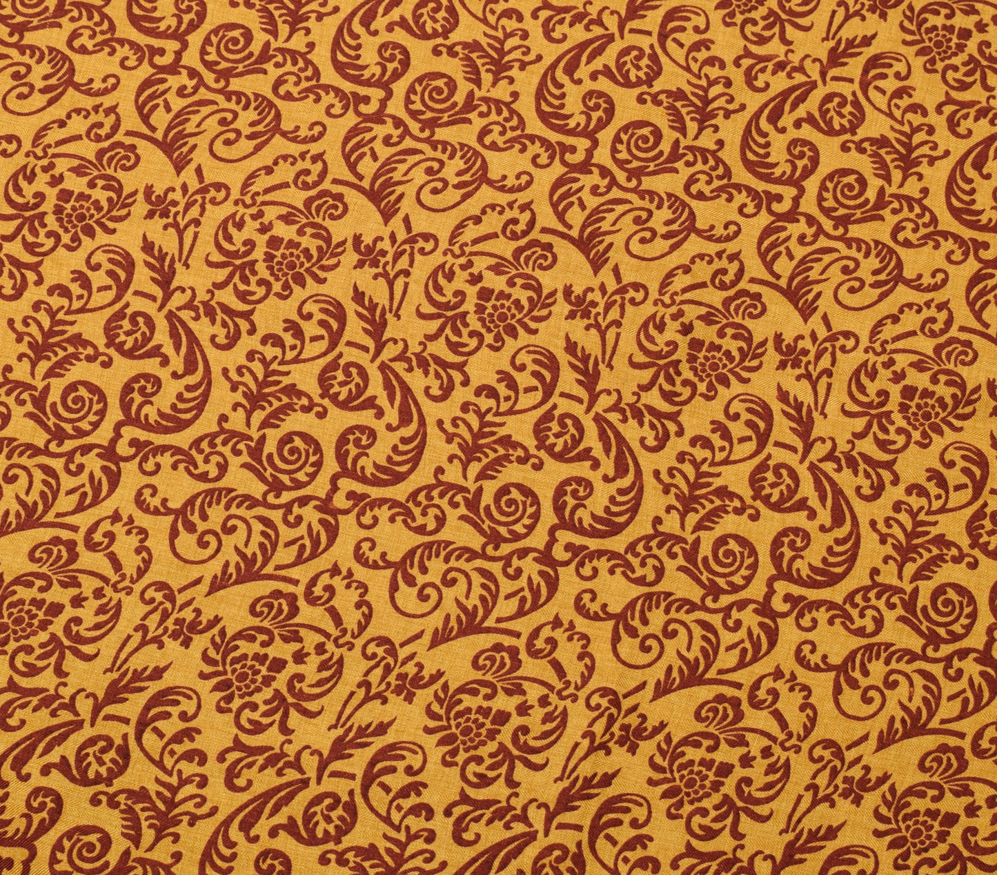 Sushila Vintage Mustard Saree Blend Woolen Floral Printed Soft Sari Craft Fabric