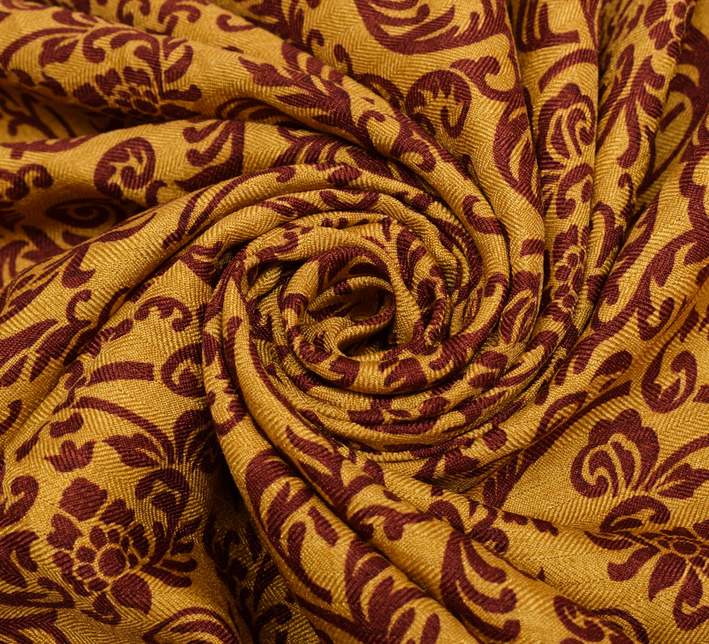 Sushila Vintage Mustard Saree Blend Woolen Floral Printed Soft Sari Craft Fabric