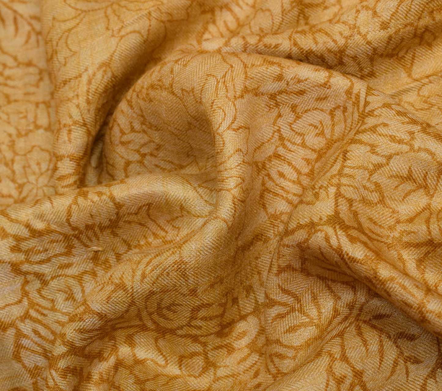 Sushila Vintage Mustard Saree 100% Pure Woolen Hand Block Printed Sari Fabric