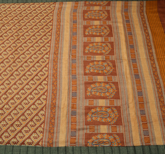 Sushila Vintage Maroon Saree 100% Pure Woolen Woven 5 YD Soft Sari Craft Fabric
