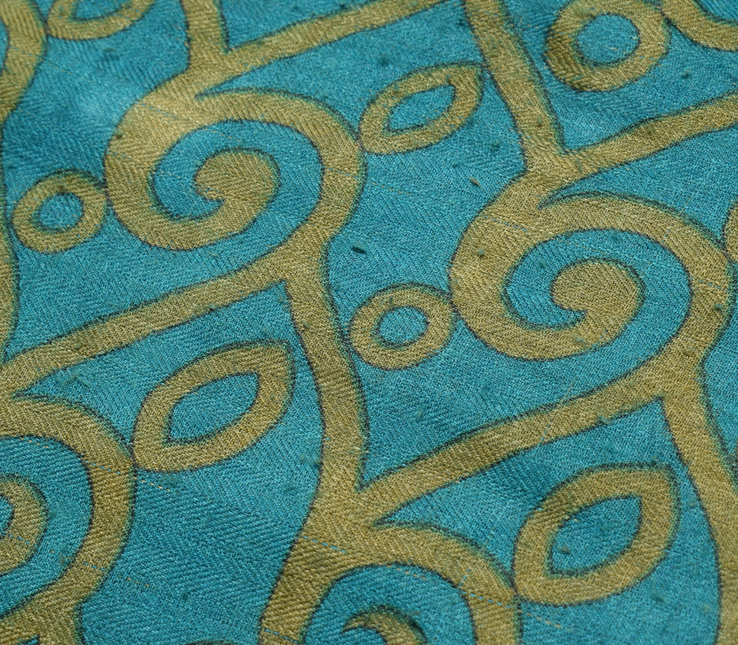 Sushila Vintage Teal Blue Saree 100% Pure Woolen Woven Soft Sari Craft Fabric