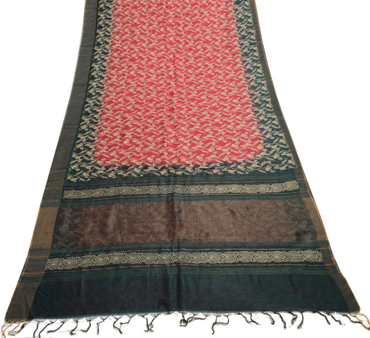 Sushila Vintage Pink Indian Saree 100% Pure Silk Woven Floral Sari Craft Fabric