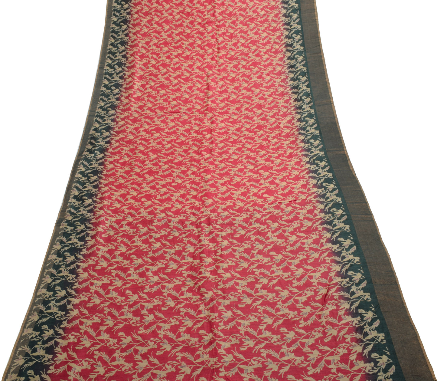 Sushila Vintage Pink Indian Saree 100% Pure Silk Woven Floral Sari Craft Fabric