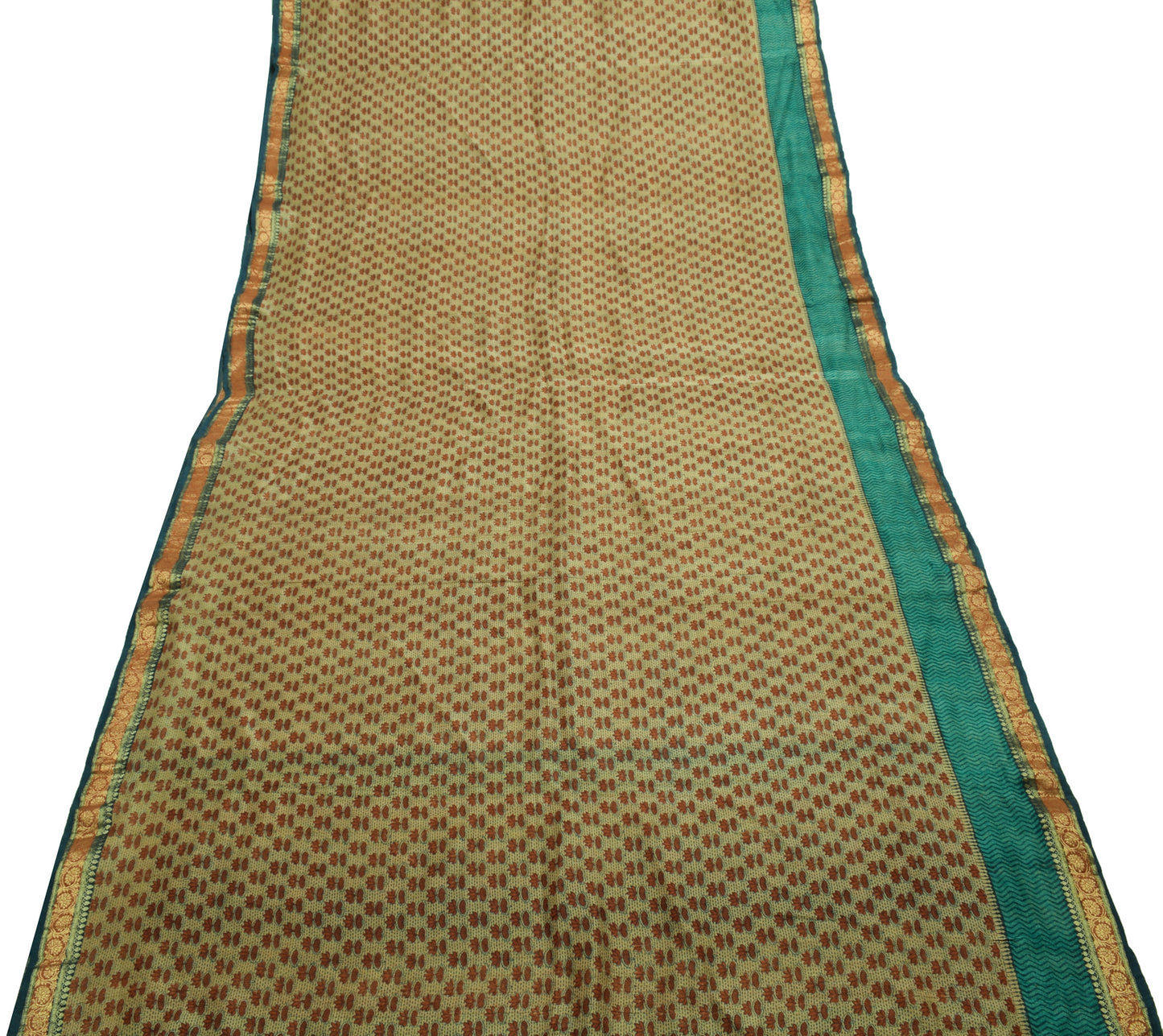 Sushila Vintage Brown Saree 100% Pure Tusser Silk Woven Floral Sari Craft Fabric