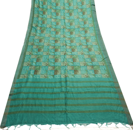 Sushila Vintage Multi-Color Saree 100% Pure Silk Woven Checks Sari Craft Fabric
