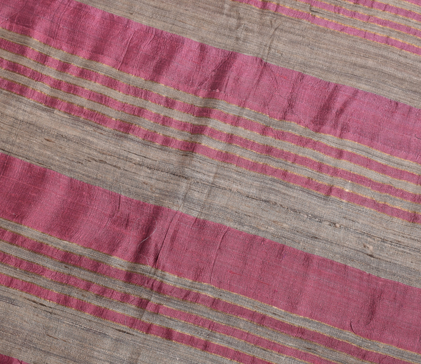 Sushila Vintage Pink Indian Saree 100% Pure Khadi Silk Woven Sari Craft Fabric