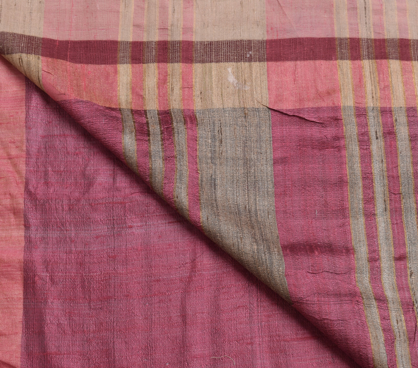 Sushila Vintage Pink Indian Saree 100% Pure Khadi Silk Woven Sari Craft Fabric