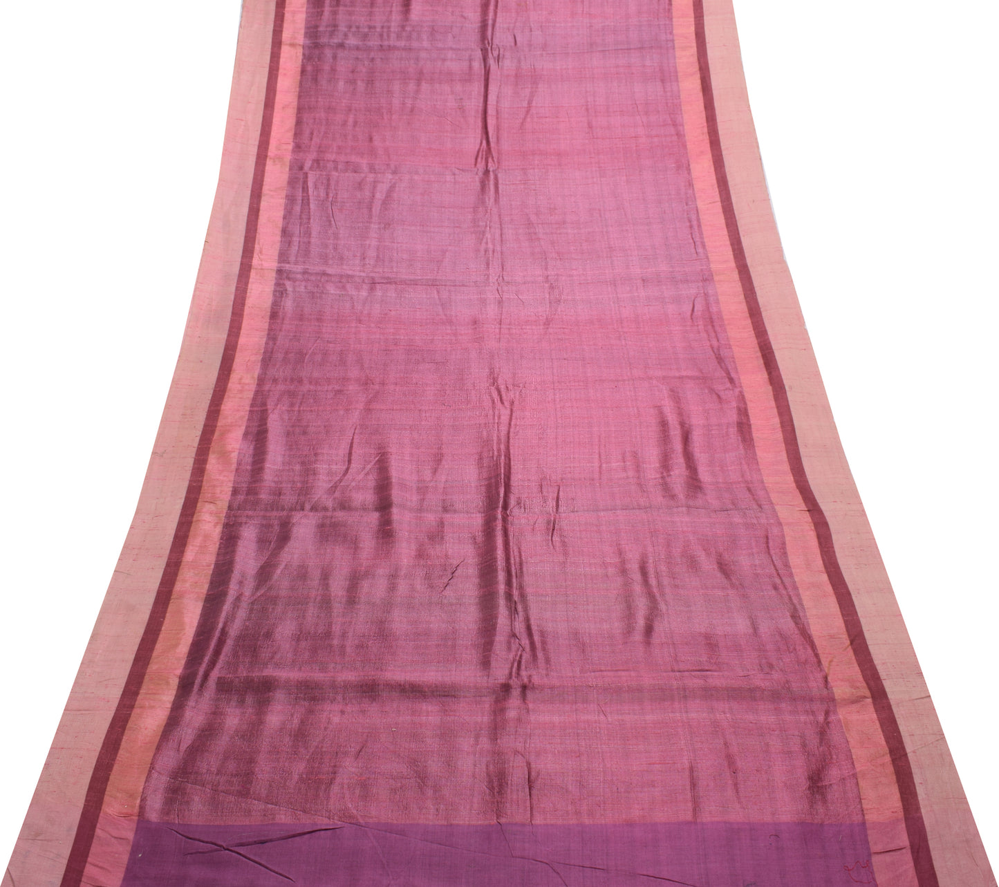 Sushila Vintage Pink Indian Saree 100% Pure Khadi Silk Woven Sari Craft Fabric