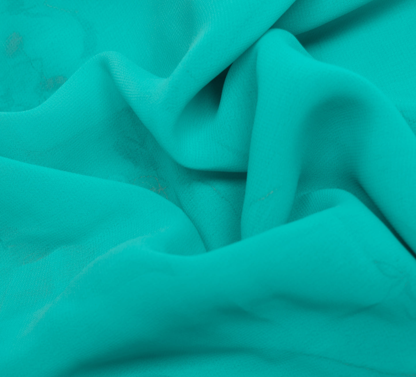 Sushila Vintage Aqua Blue Saree Georgette Silk Embroidered Floral Sari Fabric