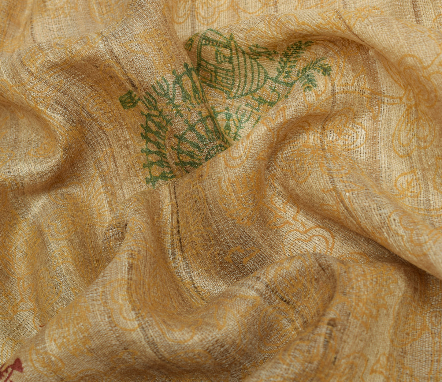 Sushila Vintage Brown Saree 100% Pure Khadi Silk Woven Humans Sari Craft Fabric