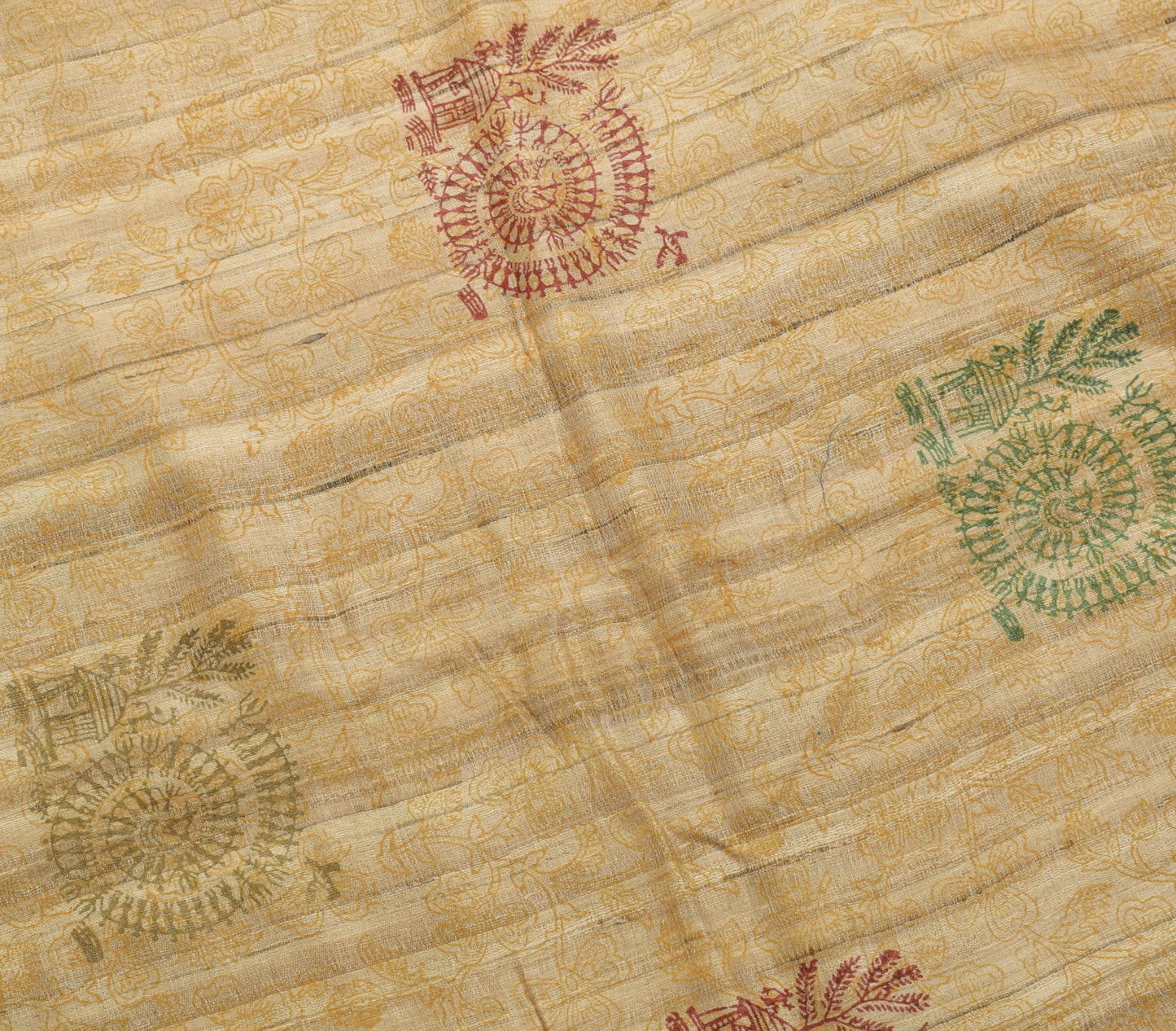Sushila Vintage Brown Saree 100% Pure Khadi Silk Woven Humans Sari Craft Fabric