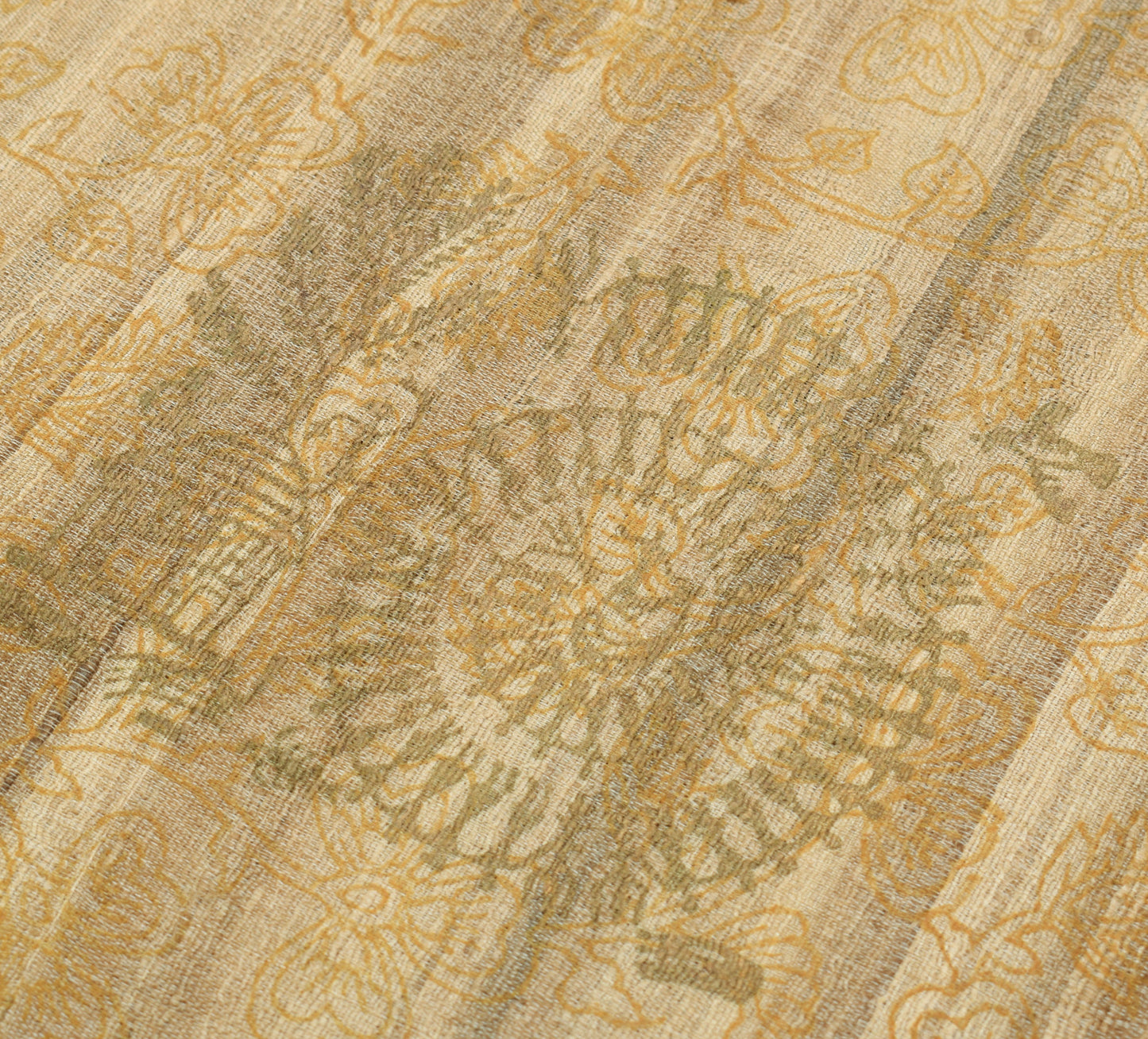 Sushila Vintage Brown Saree 100% Pure Khadi Silk Woven Humans Sari Craft Fabric
