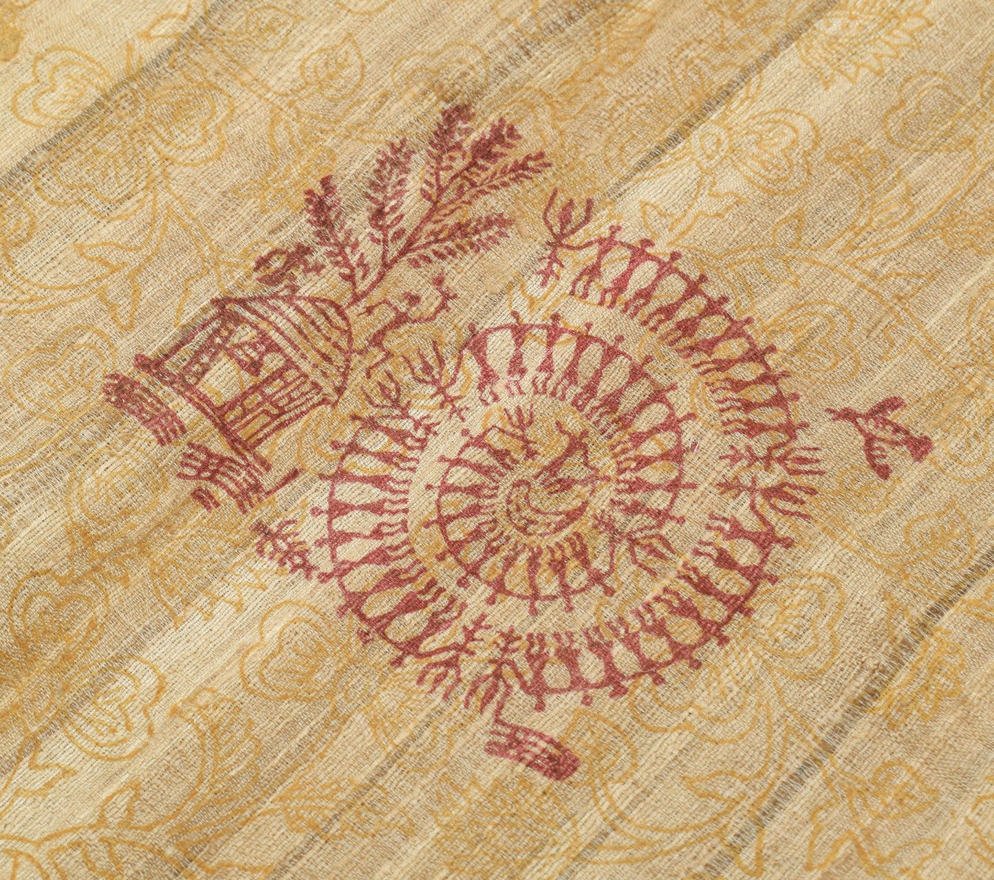 Sushila Vintage Brown Saree 100% Pure Khadi Silk Woven Humans Sari Craft Fabric