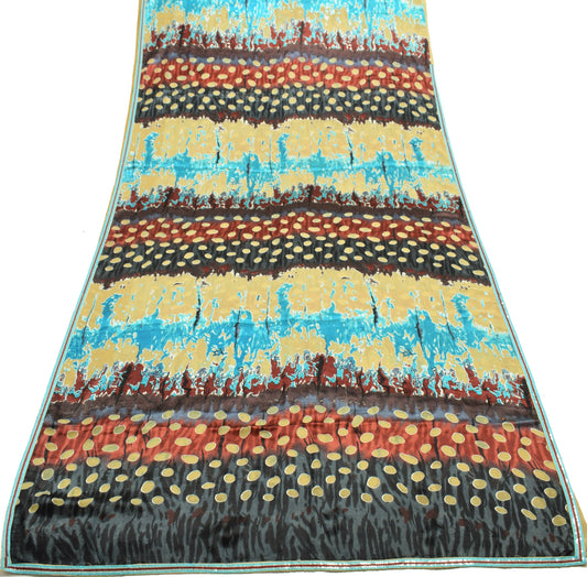 Sushila Vintage Multi-Color Indian Saree Blend Silk Woven Soft Sari Craft Fabric