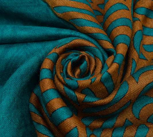 Sushila Vintage Mustard Saree 100% Pure Woolen Woven Floral Soft 5YD Sari Fabric