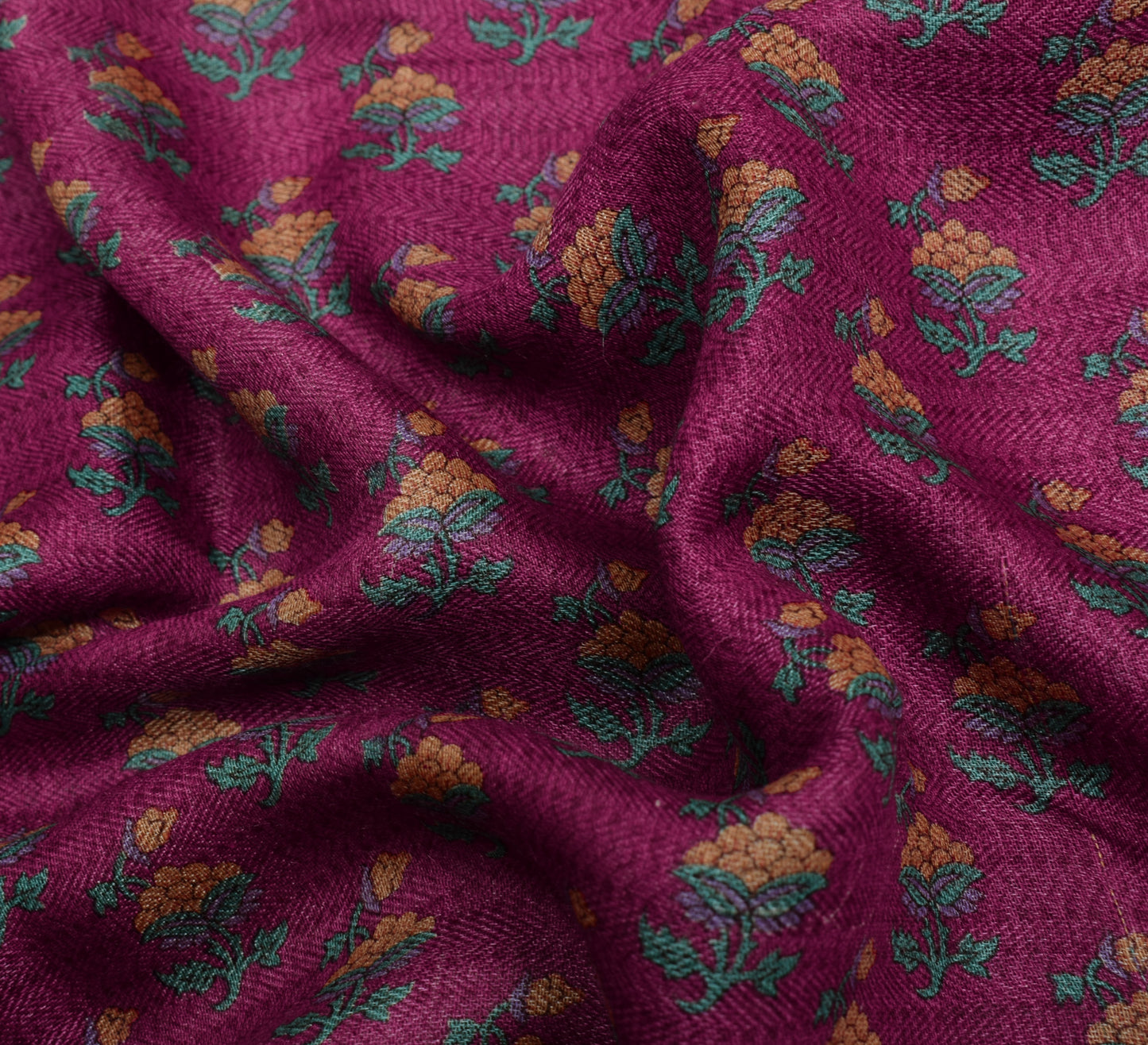 Sushila Vintage Dark Pink Saree 100% Pure Woolen Woven Floral Soft Sari Fabric