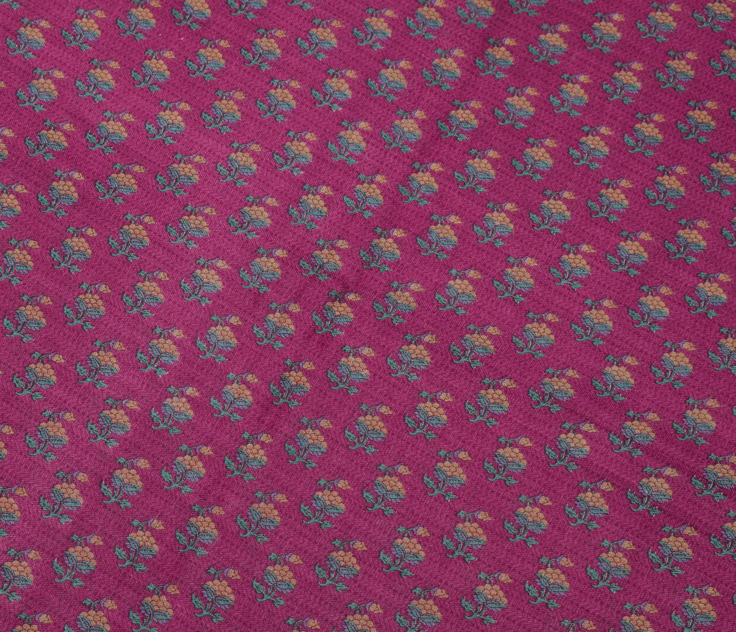 Sushila Vintage Dark Pink Saree 100% Pure Woolen Woven Floral Soft Sari Fabric