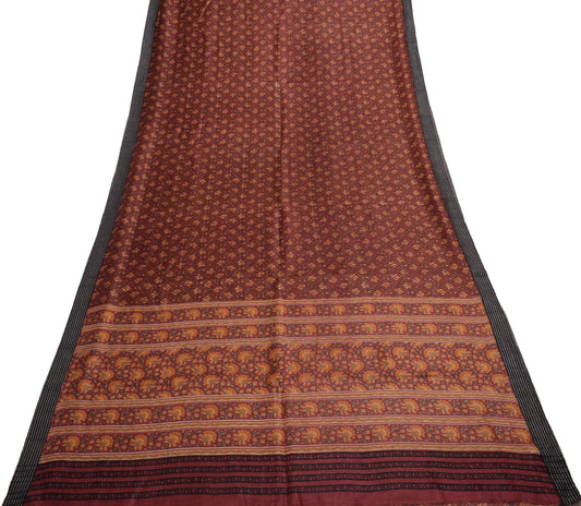 Sushila Vintage Maroon Branded Saree 100% Pure Woolen Woven Floral Sari Fabric