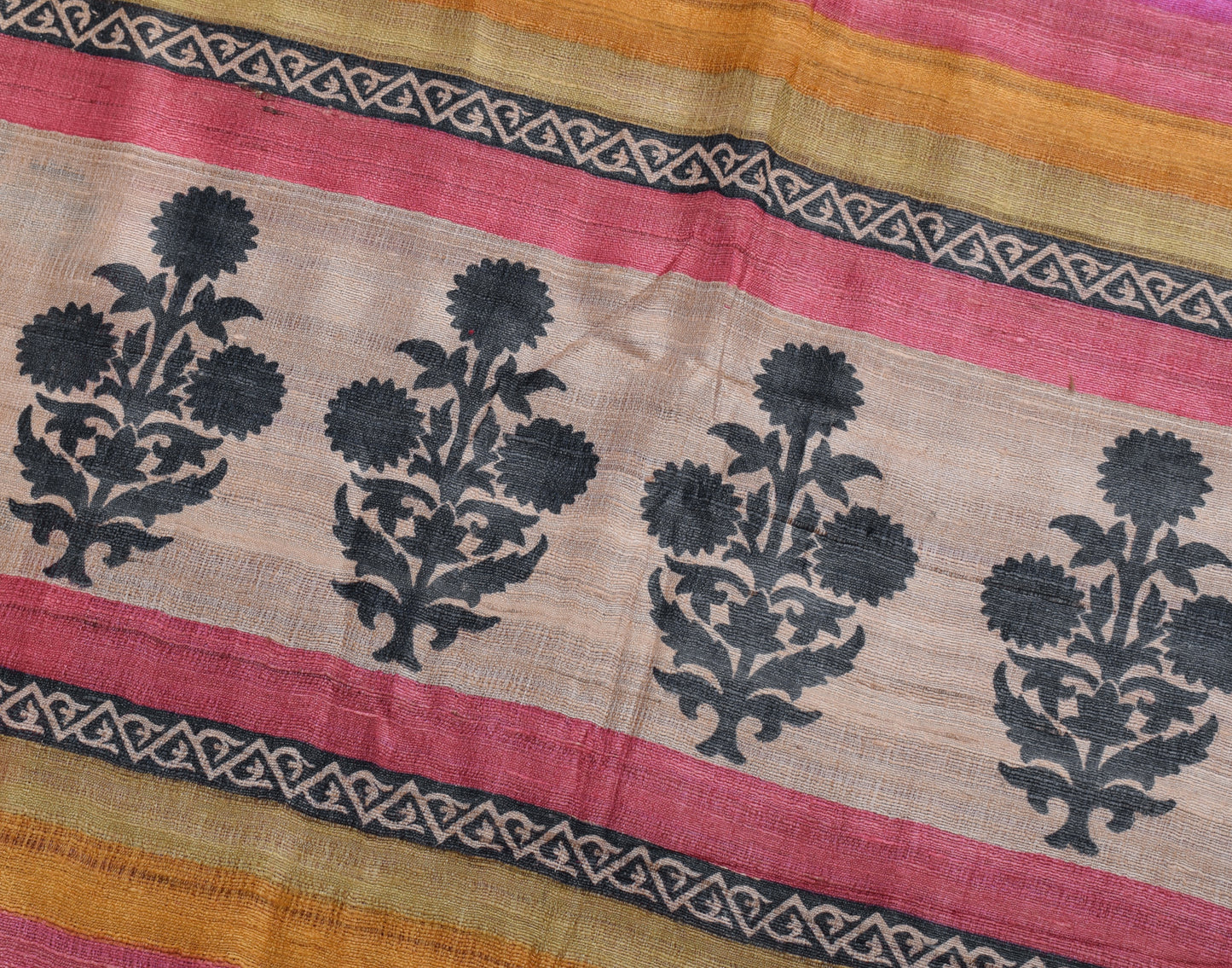 Sushila Vintage Purple Saree 100% Pure Khadi Silk Woven Floral Sari Craft Fabric