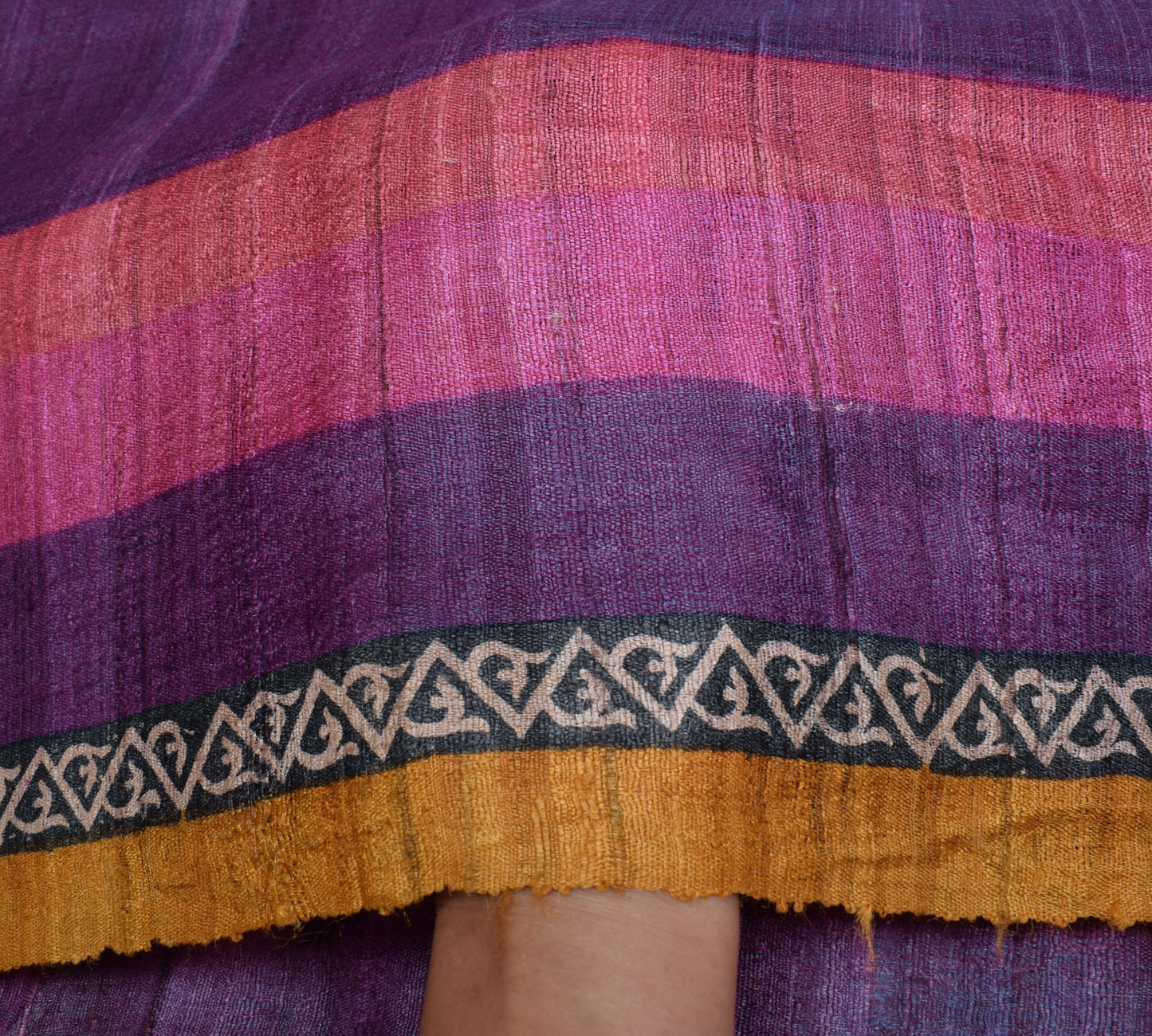 Sushila Vintage Purple Saree 100% Pure Khadi Silk Woven Floral Sari Craft Fabric
