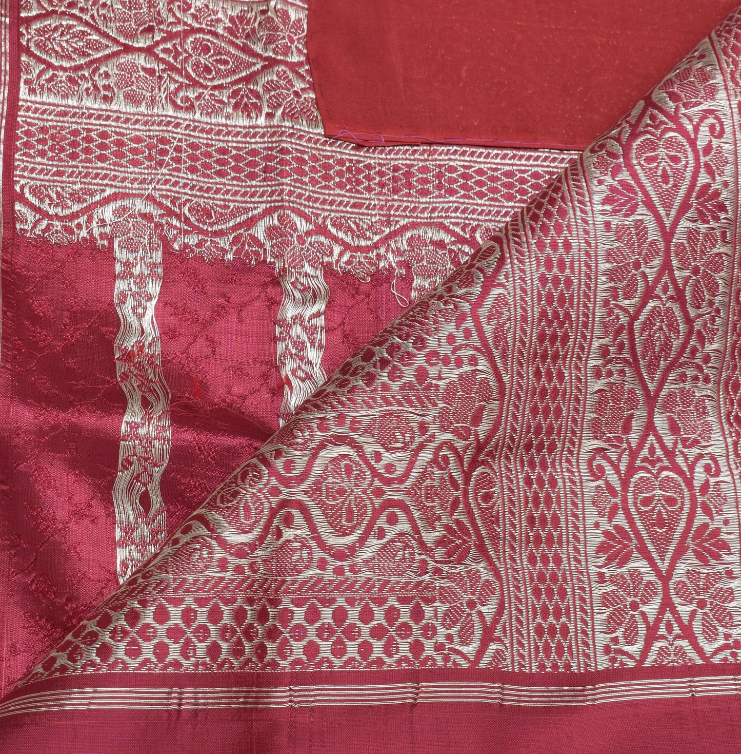 Sushila Vintage Heavy Saree Blend Satin Silk Banarasi Brocade Woven Sari Fabric