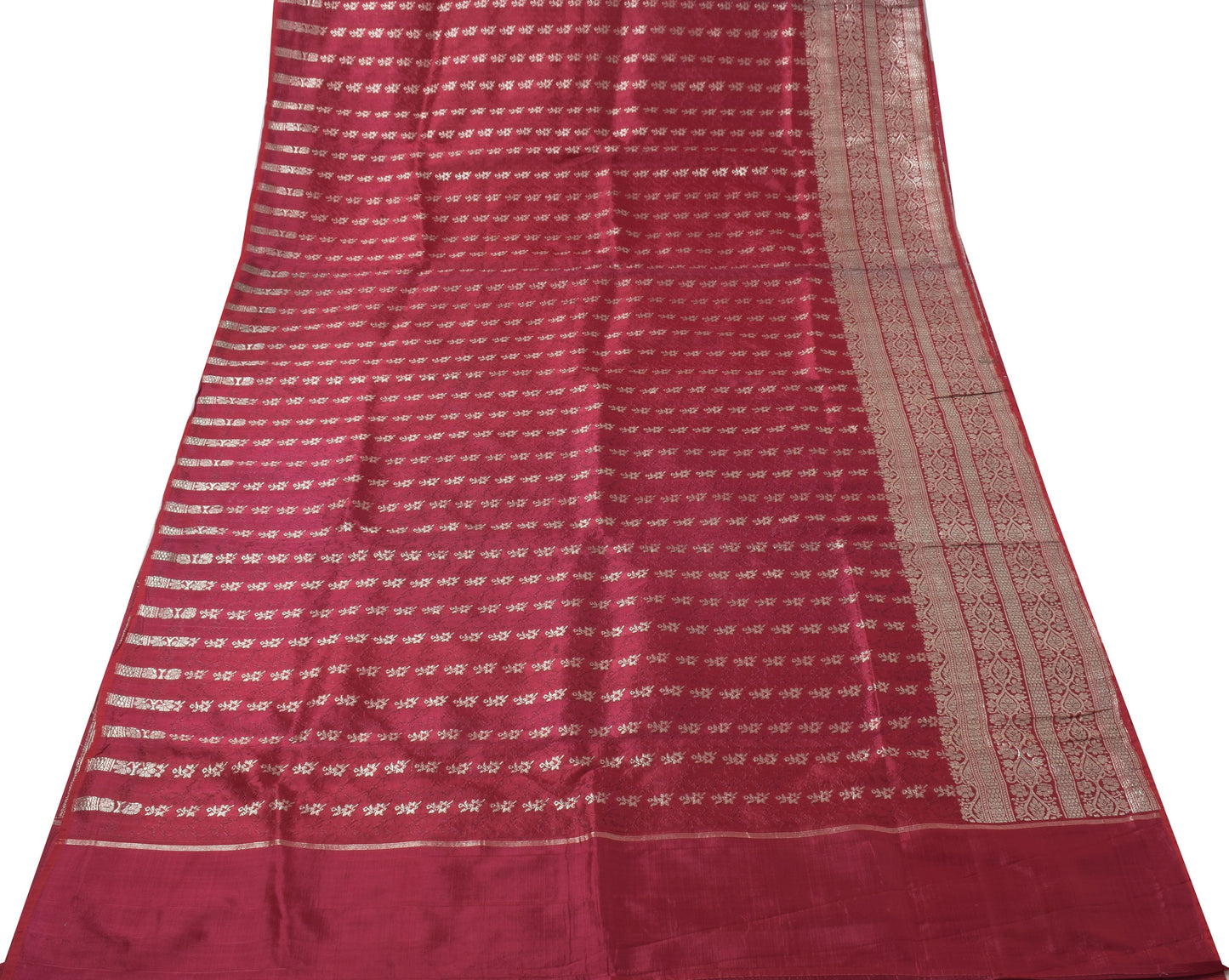 Sushila Vintage Heavy Saree Blend Satin Silk Banarasi Brocade Woven Sari Fabric