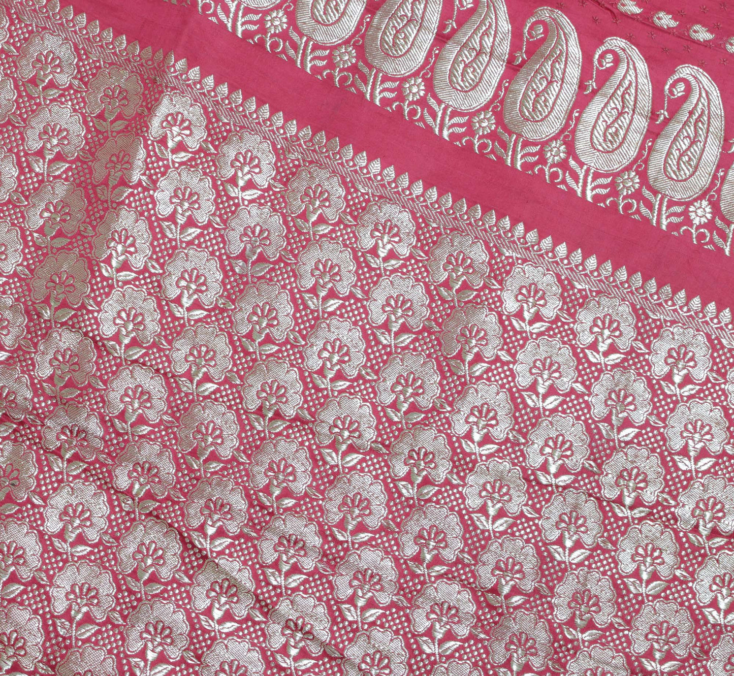 Sushila Vintage Heavy Saree Pure Satin Silk Banarasi Brocade Woven Sari Fabric