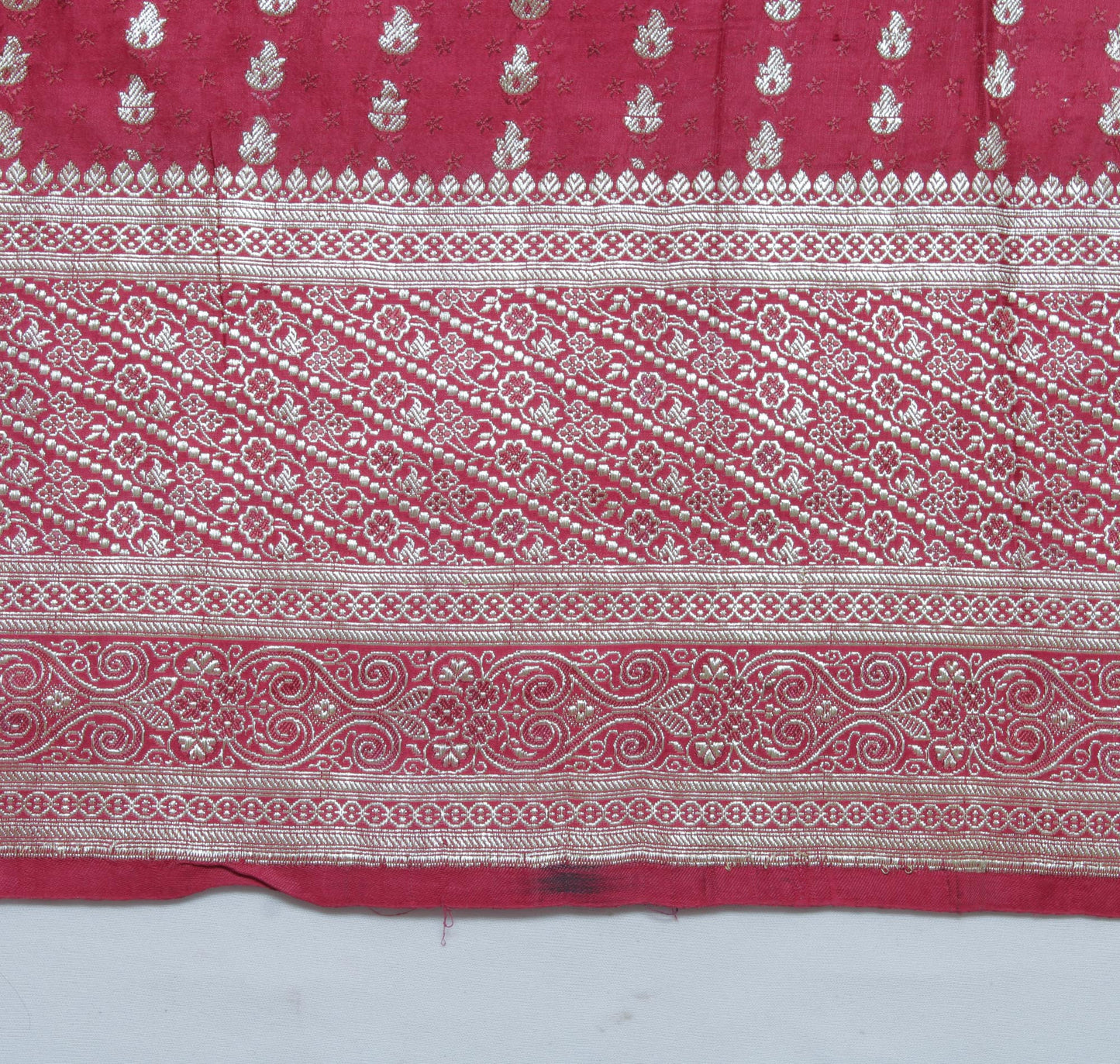 Sushila Vintage Heavy Saree Pure Satin Silk Banarasi Brocade Woven Sari Fabric