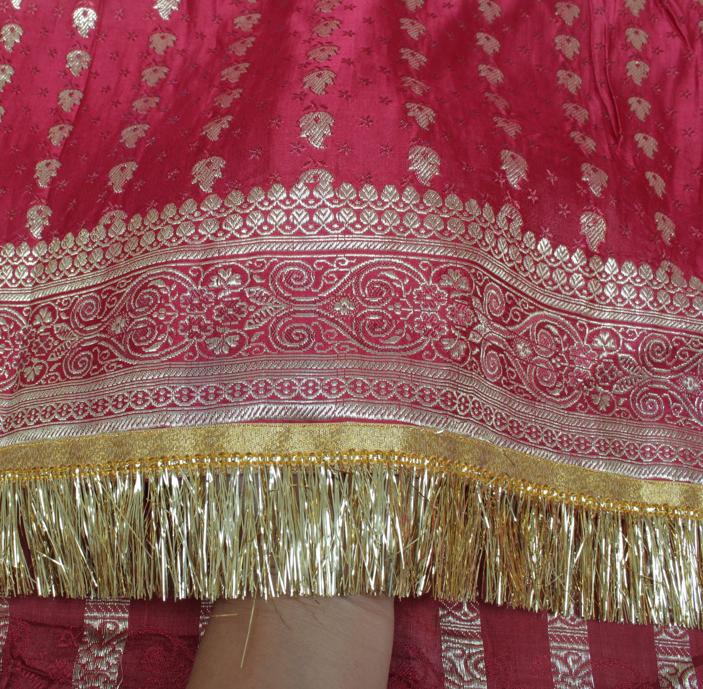 Sushila Vintage Heavy Saree Pure Satin Silk Banarasi Brocade Woven Sari Fabric