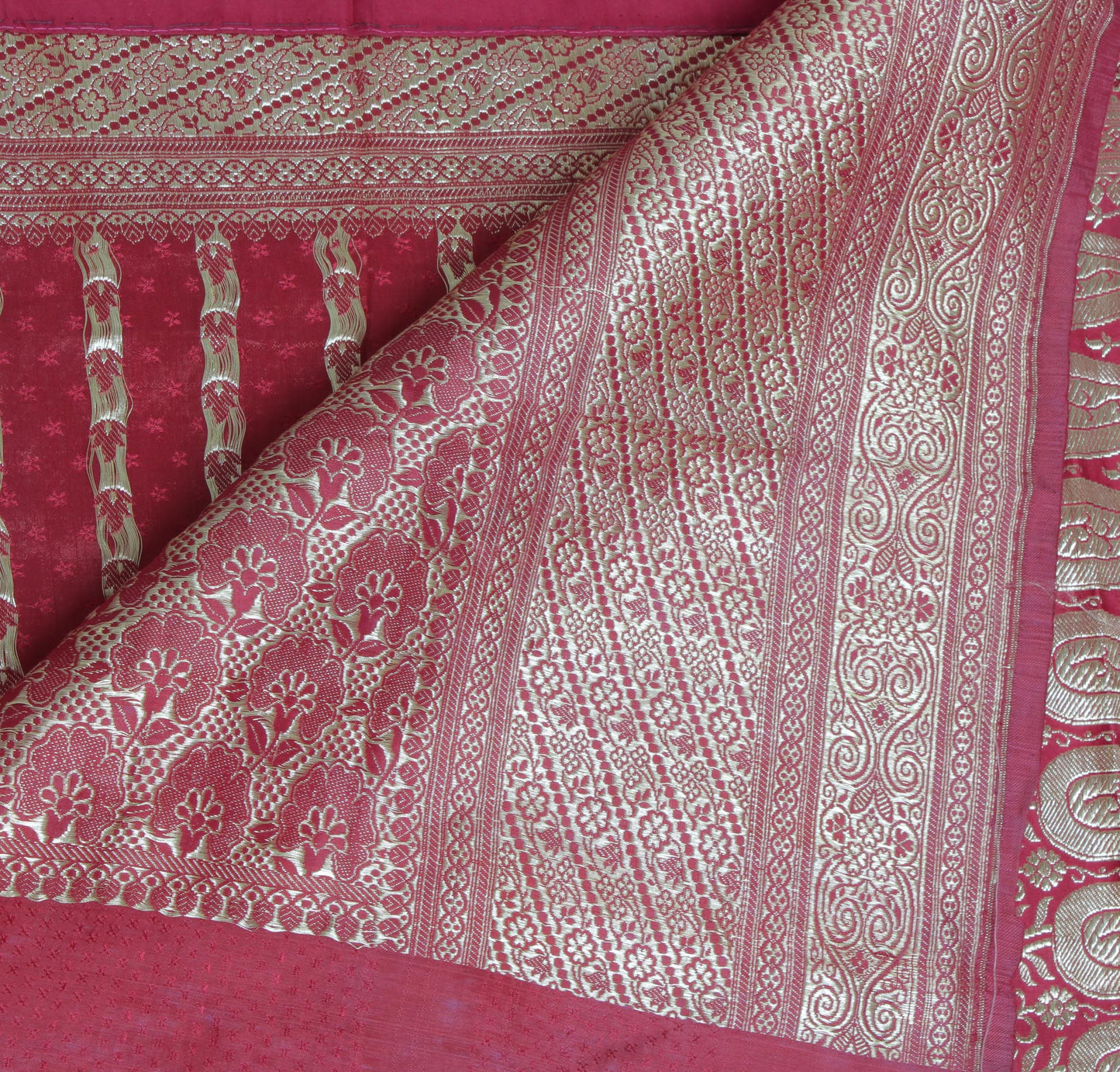 Sushila Vintage Heavy Saree Pure Satin Silk Banarasi Brocade Woven Sari Fabric